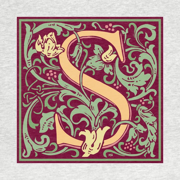 William Morris Vintage Letter S by MatchbookGraphics